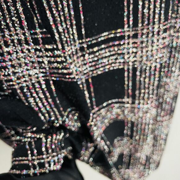 Holiday Dress Vince Camuto Size 10 Black Sparkle Silver Glitter Special Occasion - Picture 16 of 16